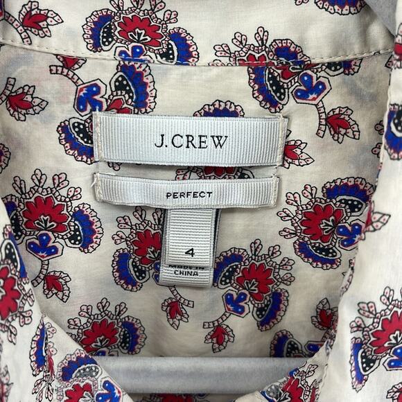 J. Crew Perfect Fit papaya paisley print long sleeve button up shirt sz 4 - Picture 5 of 6